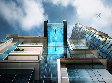 Cantilevered swimming pool
