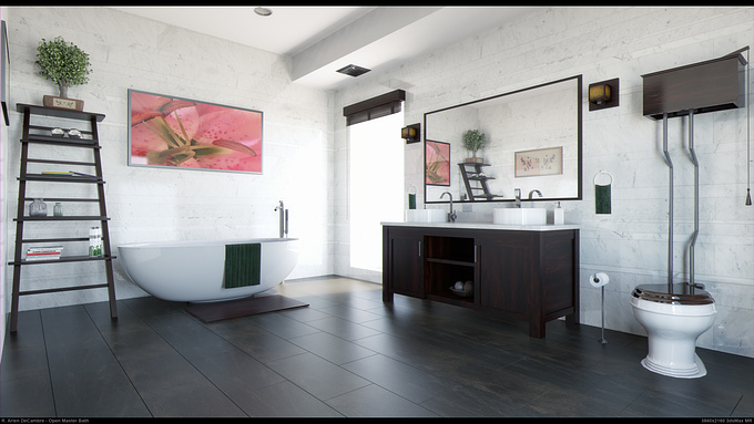 This is my first project using 3ds Max Mental Ray. I am on the road to photo-realism and I just dove right in. I wanted to start with a room that would have a number of different materials so I settled with a bathroom. Overall this took almost a month to make dealing with lighting and quality hurdles.