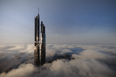 3D architectural visualization of a skyscraper