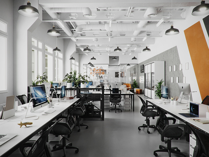 I orchestrated the design of the office space for Moscow's IT company, BSL. This comprehensive project involved various facets, including on-site measurements, conceptualization, floor plan creation, moodboards, 3D visualizations, and meticulous furniture and material selection. Notably, the 3D visualization served as a crucial component within this broader design initiative.
The overarching goal was to craft more than just a functional workspace; the aim was to create an open and inviting environment. This included strategically designed open areas to foster collaboration and a thoughtfully planned kitchen/dining room, providing a welcoming space for employees to connect and unwind.