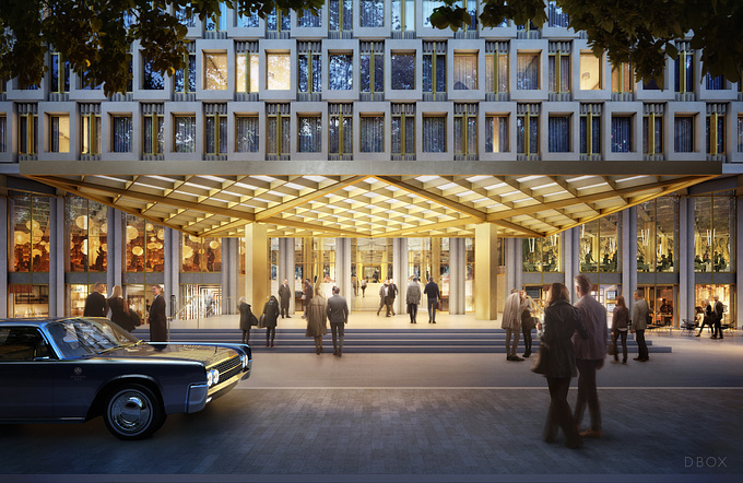 DBOX - http://www.dbox.com
Eero Saarinen’s 30 Grosvenor Square will be converted into a hotel by David Chipperfield Architects when the U.S. Embassy moves to Nine Elms in 2017.