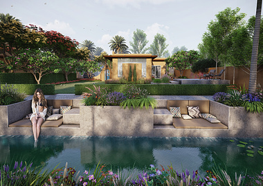 Backyard Pool side Villa: 3D Architectural Design Services 