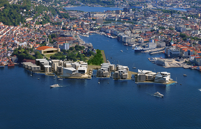 http://morestudio.co/
«Skolten Haevn» - new district of Bergen city concept in Norway. It should be new cultural center with opera and museum and a long pedestrian pass through the park.
3D + photomontage.
3Ds Max, Vray, Photoshop