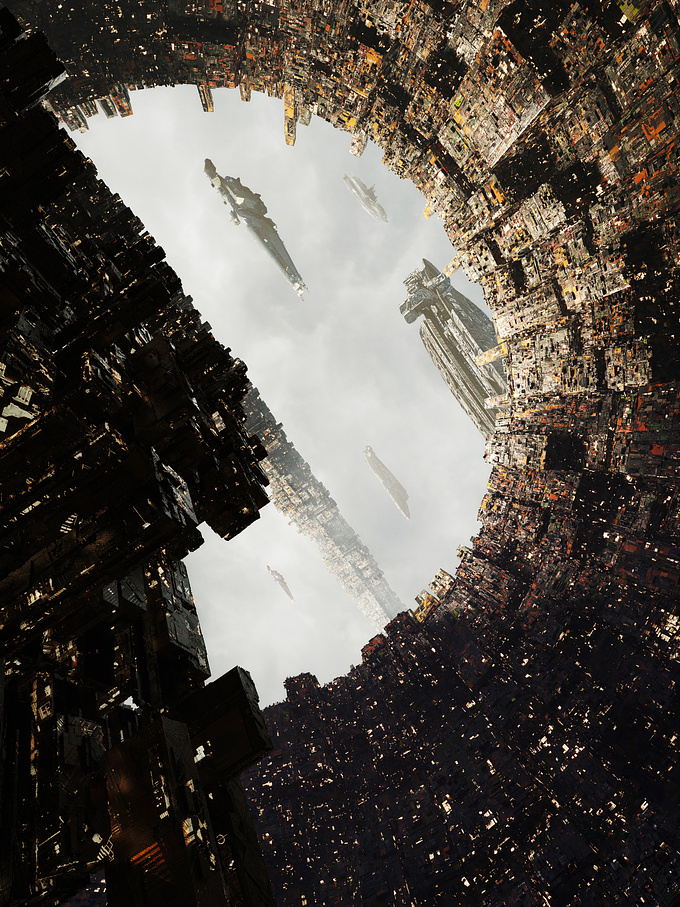 Sci-fi greeble city, created in 3ds max rendered in corona.