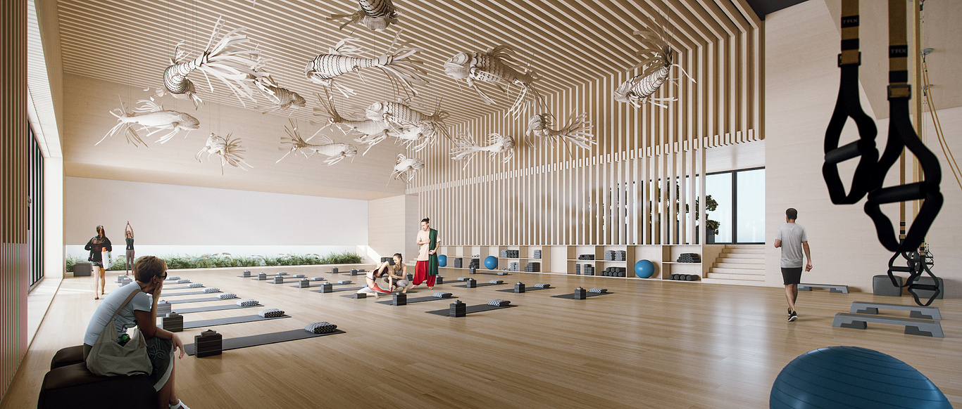 Йога центр архитектура. Дизайн интерьера для помещения йога центр. Центр йоги в Бангкоке по проекту enter Projects.. Йога центр здание у моря.