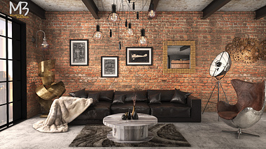 Living Room Industrial Design Concept in London