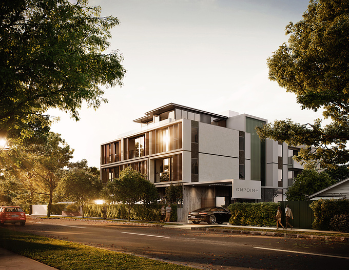 Nestled amidst character homes and mature trees on a sunny double section, On Point is a boutique development featuring 33 compact yet high-quality apartments in the desirable city-fringe suburb of Point Chevalier.

We have meticulously crafted a set of renders to showcase the sophisticated interiors and contemporary exterior design envisioned by Gel Architects. These images capture a welcoming ambience, with soft afternoon lighting, tasteful fabrics, and natural timber elements. The lush planting surrounding the development seamlessly integrates it into the leafy neighbourhood.

Project location: Pt Chevalier, Auckland, New Zealand

View more of our architectural renders at www.otoh.studio