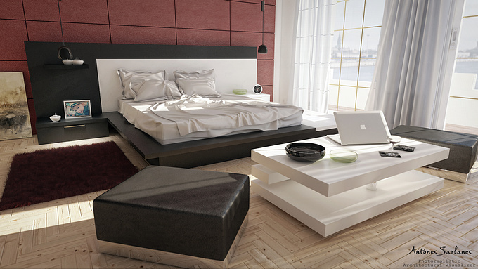 "Bedroom Scene" 
Personal Project using 3ds Max with VRay, Marevelous and Photoshop