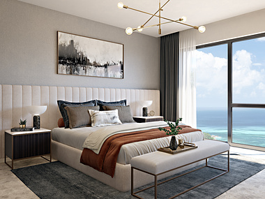 Elegant Penthouse Bedroom CGI