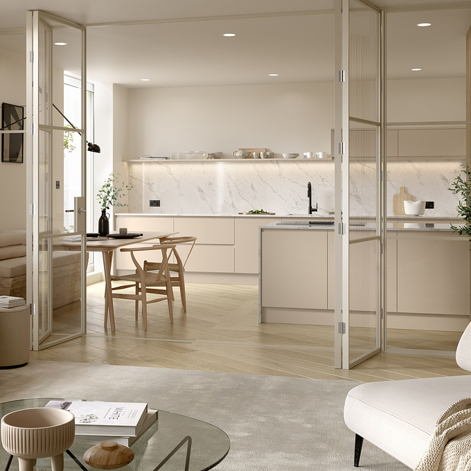 Our client gave us free rein on the interior design for their new brochure imagery, selecting only the cabinetry they wanted us to incorporate. Cream and beige seem to have a bit of a reputation for being boring, but our team have proved that beige is back. Soft, inviting, neutral but warmer than plain white, it's the perfect shade for creating a stylish contemporary kitchen space with a homely feel that's still spacious and full of light.

We've used 3DSMax and rendered using Corona. Some additional props and soft furnishings were individually modelled with Zbrush. Colour accuracy adjustments and finishing touches were added using Adobe Photoshop and Fusion Studio 16.

More of this set > https://www.pikcells.com/portfolio/uform-kitchen-cgi/
