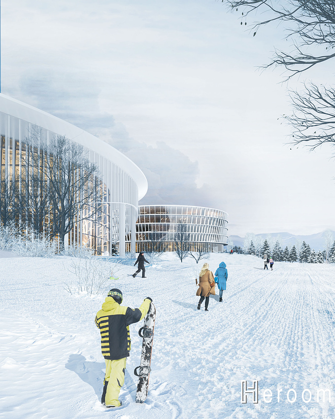 High quality realisctic exterior rendering in winter season. 3D Image created by HeroomCG