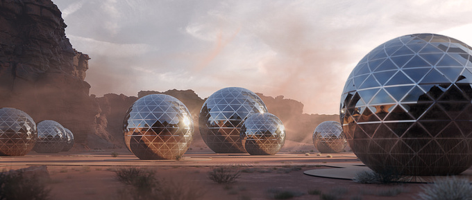 The finalists of Sustainable Hospitality Challenge have envisioned a community of <a href="https://www.lunas.pro/portfolio/geodesic-dome-houses-dunya.html" target="_blank">geodesic dome houses</a> that looks really futuristic surrounded by mountains and sand! The constructions are multi proposal: flexible, they could turn into small residences, hotels or be used for medical purposes. It was a pleasure for us to work on such an unusual project that proofs that the desert could be a very atmospheric place! 



