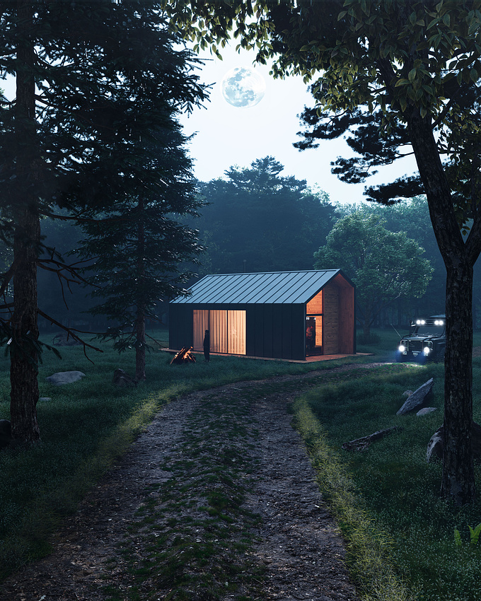 The Moonlight Forest Cabin Archviz personal project aims to transport viewers to a serene and picturesque scene, inviting them to immerse themselves in the harmonious relationship between architecture and nature under the enchanting glow of the moon

Software Used  - 3ds Max + Corona

Post Production - Photoshop
