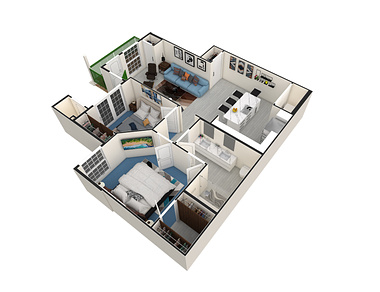 Apartment Unit 3D Floorplan