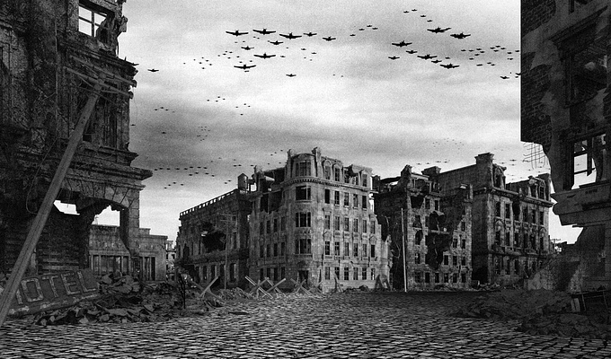 Personal project related to my interest in history and B&W photography. In this image i give a free vision about the last days of Berlin in 1945.

For the realization of this image i used 3dmax, Corona Render and Photoshop integrating 3d elements and real photographs.