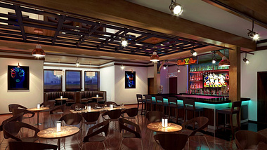 Interior design rendering for bar in club
