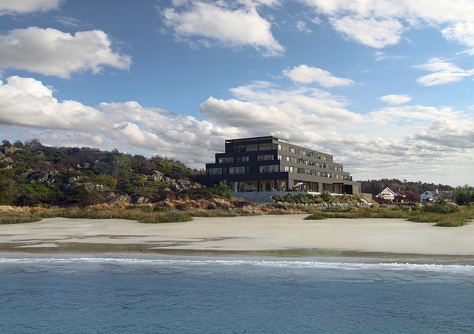 We were commissioned to visualize a future hotel on the coast of Sweden that doesn't even exist.