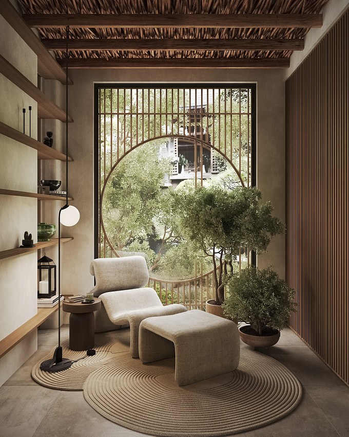 3D visualization of the interior of a private house in Bali
