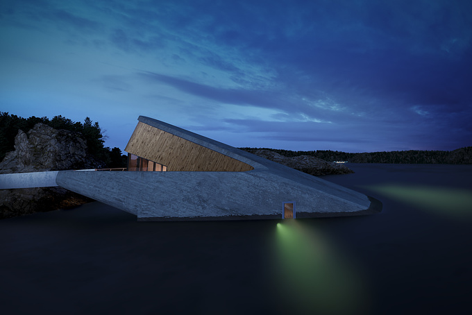 This is my very first 3D project made while studying 3Ds Max and Vray. Designed by Snøhetta, 'Under' is a restaurant five and a half meters below the surface in Norway, exposing you to the wonders beneath the sea. I chose this project because of how the building merges perfectly with the environment besides the underwater illumination that provides a unique touch to the final images. It has been quite challenging and I am very proud of the results and the amount of knowledge I have acquired along this journey.

Credits: Snøhetta, Hamran, Ivar Kvaal and Inger Marie Grini.