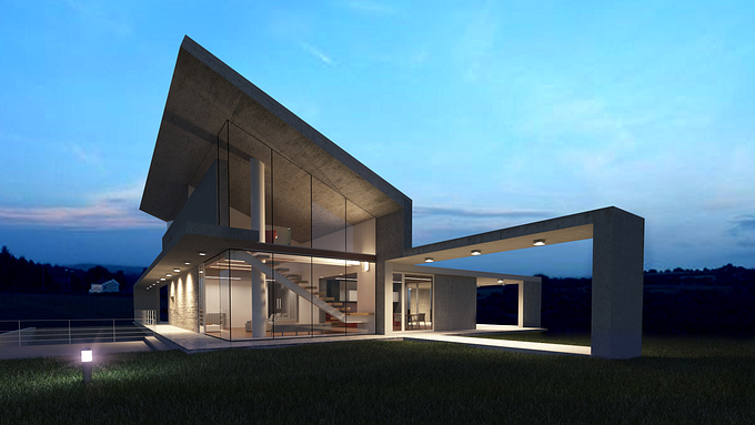 Exterior Night Render with 3dsMax, 
Vray And Photoshop post Production
