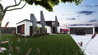 leek Serenity: 3D Exterior Rendering of Modern Residential House in Melbourne, Australia
