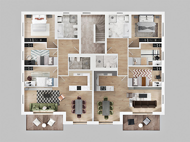 Innen-visualisierung für ein neues Mehrfamilienhaus