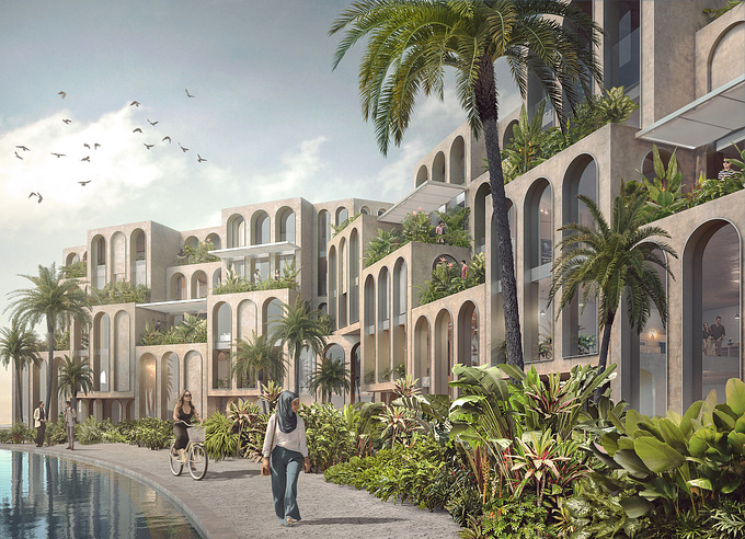 WyrdTree - http://https://www.wyrdtree.co.uk/
Exterior 3d visualisation of a residential development in Cairo. Project by Seilern Architects