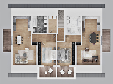 Innen-visualisierung für ein neues Mehrfamilienhaus
