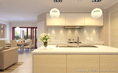 Home - interior rendering - kitchen area
