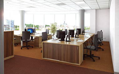 Interior renderin of open-space office