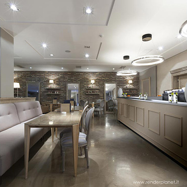 Coffee counter - interior and product rendering