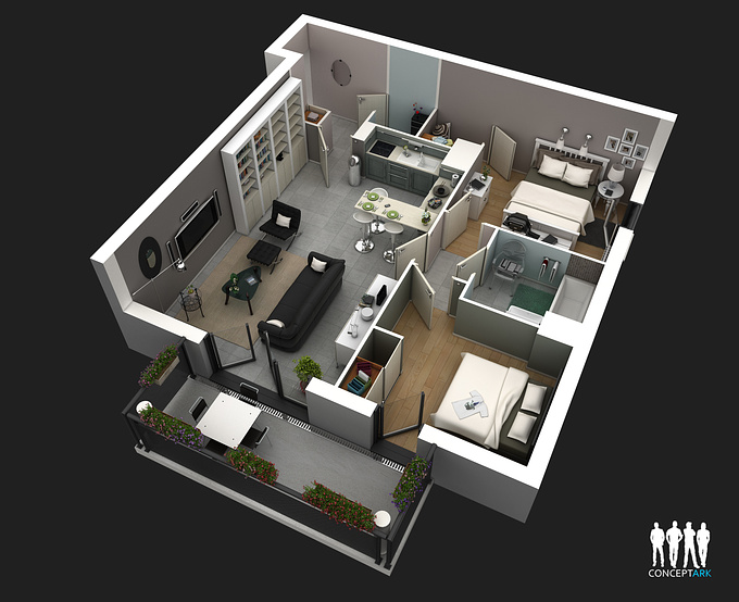 http://www.conceptark.fr
a 3D floor Plan for french real estate advertising

Realise with 3DS MAX 2013 and Vray

WIP: https://www.facebook.com/ConceptArk
