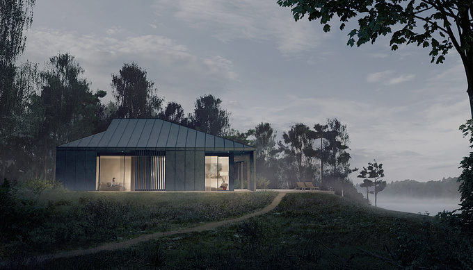 Beyond Visual - http://beyondvisual.co
Scandinavian villa in beautiful, natural surrounding. Located directly by the lake in Norway.  Night, fog and feeling of safety inside of the villa.