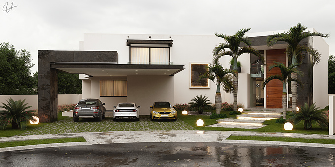 Archviz for residential architecture in Merida Yucatan Mexico 
the image was inspired in a raining day