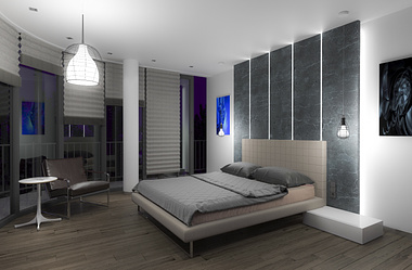 Luxury bedroom - night-light scene
