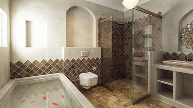 3d visualization, classic bathroom done for client