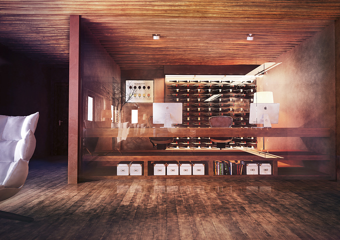 Pulse Studio - Ondrej Hadac - http://www.pulsest.com/
Hi everyone!
Here is my last personal work.
Office in the wine bar.
Rendering time +- 16 hours - 3508x2480 - i7
11 645 913 polygons
3Ds max+Vray+PS

Hope you like it !


- Follow me in Facebook http://www.facebook.com/pulsest