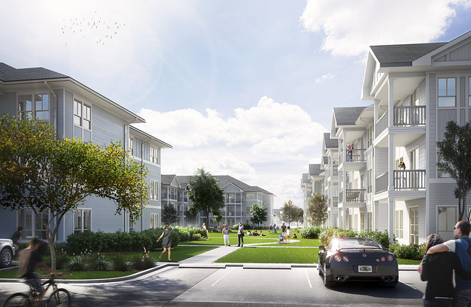 Apartment complex rendering for client