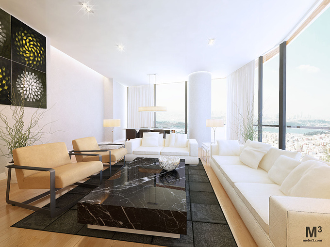 Cubic Meter - http://meter3.com
3D visualization of the apartment in Ankara, Turkey. Client: Dreambox, Istanbul.