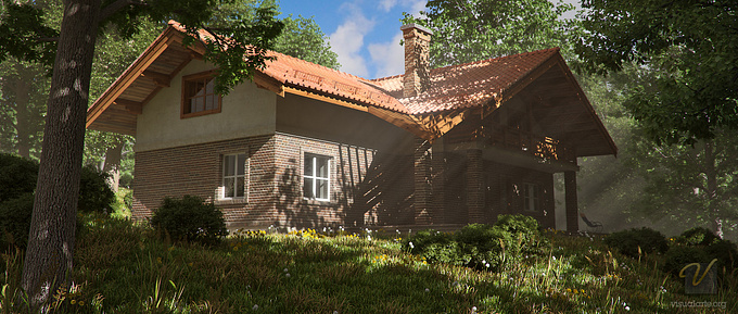 Model House - ArchiCAD, modeling environment - Cinema 4d, rendering - VrayforC4d.
