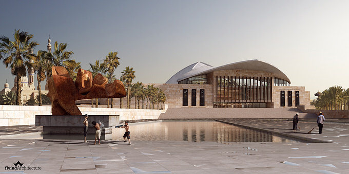 FlyingArchitecture - http://services.flyingarchitecture.com/
Iraq's capital should get a new theater design, however, unfortunately, this proposal was not chosen as a winning one. What we like about this one, is it's humility and peacefulness in the country that is still searching for it's peace.