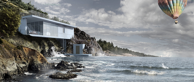 Quark Studio - http://www.quark-studio.com/
The visualization of villa on the cliffs of Mediterranean Sea, Sardinia/Italy