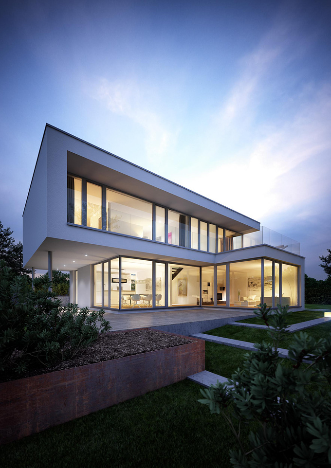 lichtecht GmbH - http://www.lichtecht.de
We work a lot for prefab house company, there are a lot of projects. 
But this here was a very nice project because it is a great house to my taste. I hope you like it.
