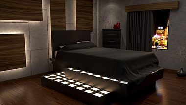 Modern Bedroom at Night