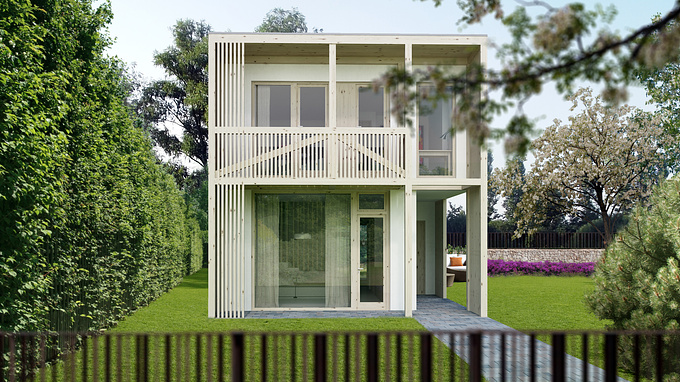 The tiny house will serve as the home of a family with two kids. In the ground floor of the house built on a narrow lot, the living room – corridor – dining room – kitchen functions are articulated as an interconnected and transparent space, from which the garden can also be directly seen.

Architecture: VörösArchitect