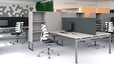 Office interior rendering - open space