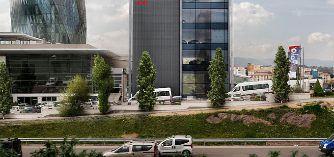 QUARK STUDIO - http://www.quark-studio.com
Visualisation work done by QUARK Studio for the facade of a tower & Audi Showroom situated in Maltepe Istanbul / TURKEY.