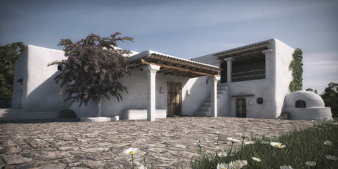 rafa escuin - http://rafaescuin.com
Modelling of the house was made with mudbox.
For rendering, modelling and texturing I used 3dmax and Vray.
Grass and flowers were made with Forest Pack.
Compositing was made in Photoshop.