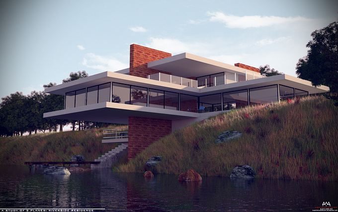 A Study Of Two Planes: Riverside Residence
SketchUp, 3DS Max, Vray, Photoshop