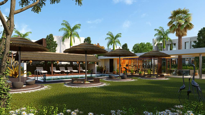 Tripoly Studio Pvt. Ltd - http://www.tripolystudio.com
Exterior Render - Swimming Pool: 3d Rendering Swimming Pool. I have some real projects coming up with swimming pools around sundecks and Patio Umbrellas views.